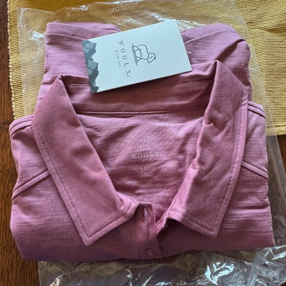 NEW Woolx Merino Blend Rosie Sleeveless Polo Dusty Rose Women's Large - Picture 2 of 3